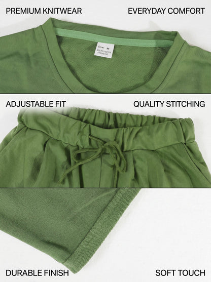 KZZ Solid-Color Crew-Neck T-Shirt and Shorts