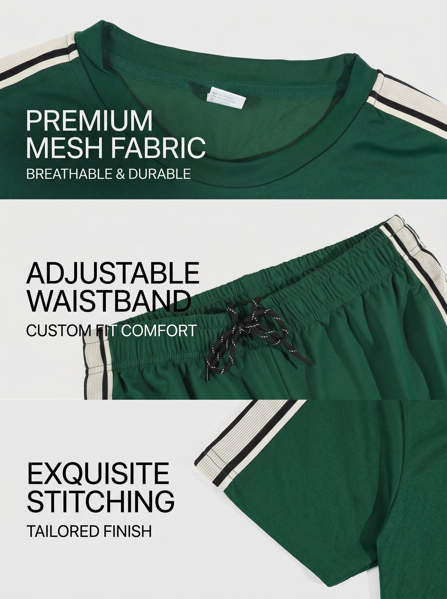 KZZ Men's Solid-Color T-Shirt and Drawstring-Waist Trousers Two-Piece Set