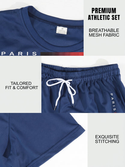 KZZ Men's Paris Letter-Print T-Shirt Set