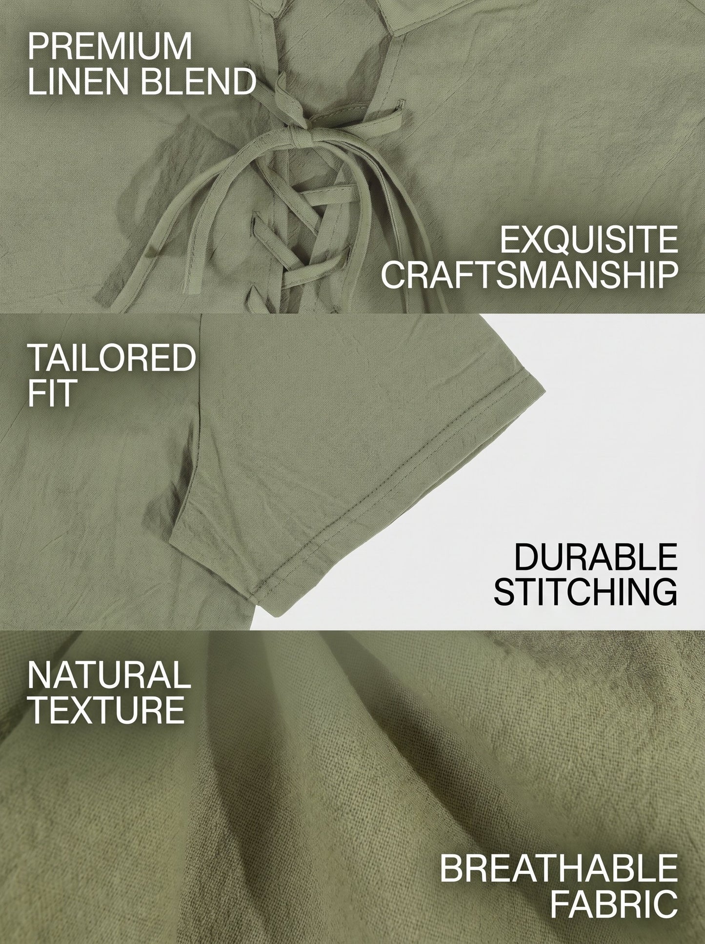 KZZ Men's summer linen stand-up collar short-sleeved shirt