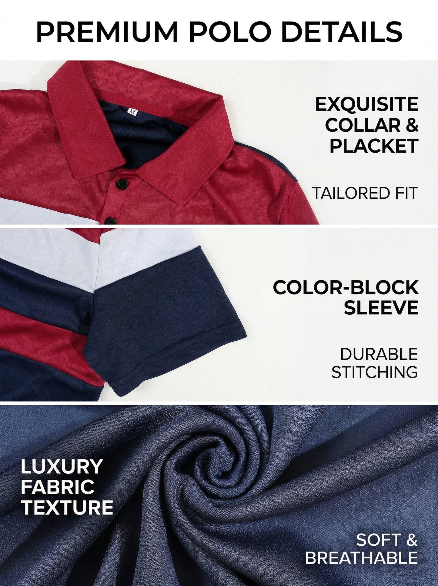 KZZ Men's Colorblock Short Sleeve Polo Shirt