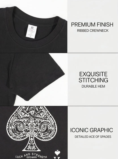 KZZ Men's Ace Of Spades Print Short Sleeve Tee