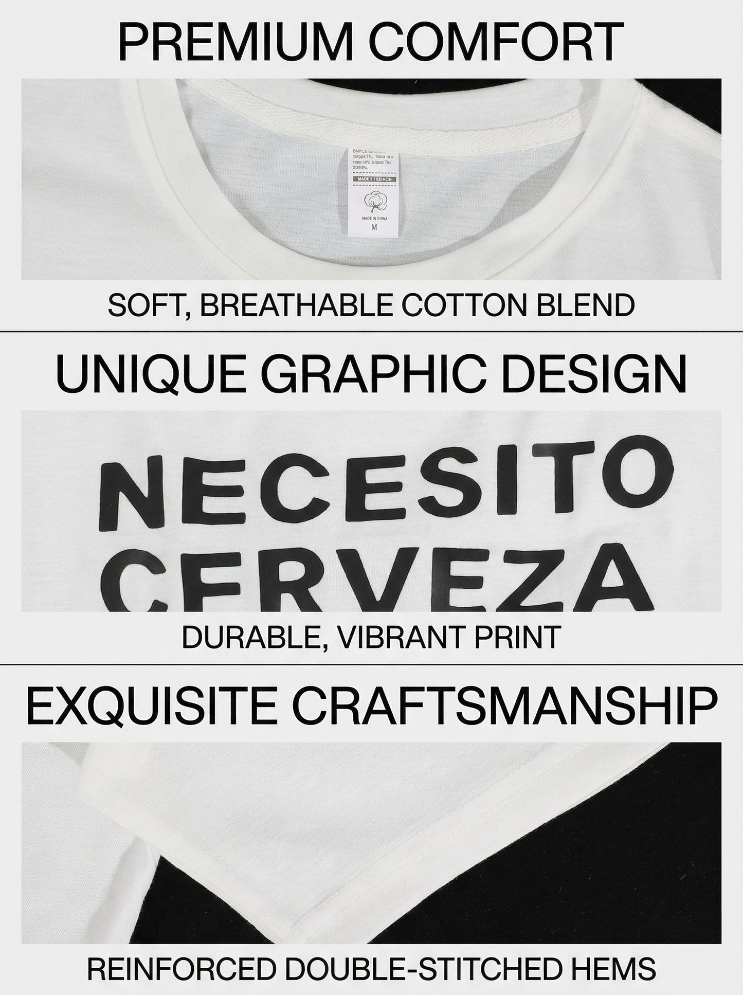 KZZ Men's Regular Fit Crew Neck T-Shirt with Letter Print