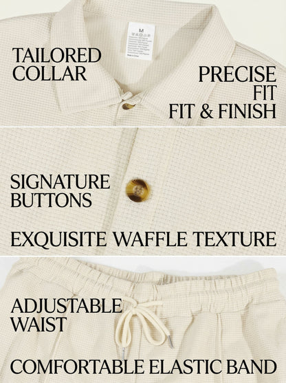 KZZ Solid-Color Button-Down Shirt and Trousers Set