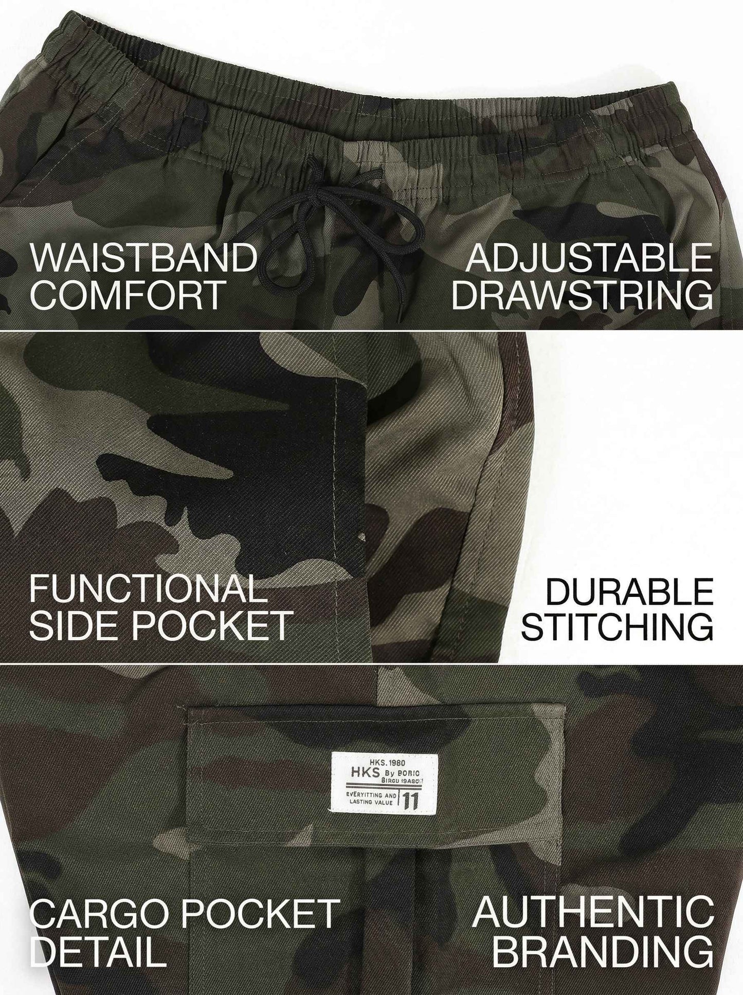 KZZ Men's Camouflage Twill Pocket Shorts