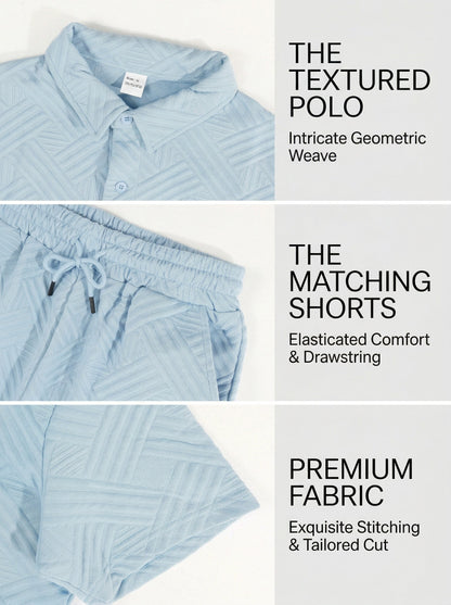 KZZ Short-sleeve button-down shirt and drawstring shorts