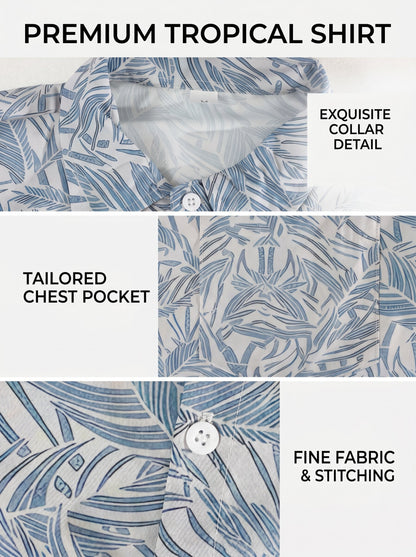 KZZ Men's Cotton-Linen Tropical Beach Shirt