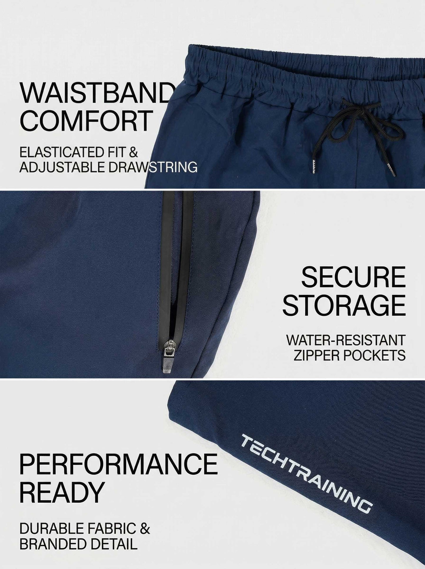 KZZ Men's Summer Letter Print Pocket Athletic Sports Shorts