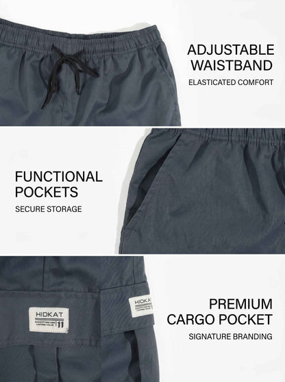 KZZ Men's Casual Solid-Color Cargo Shorts