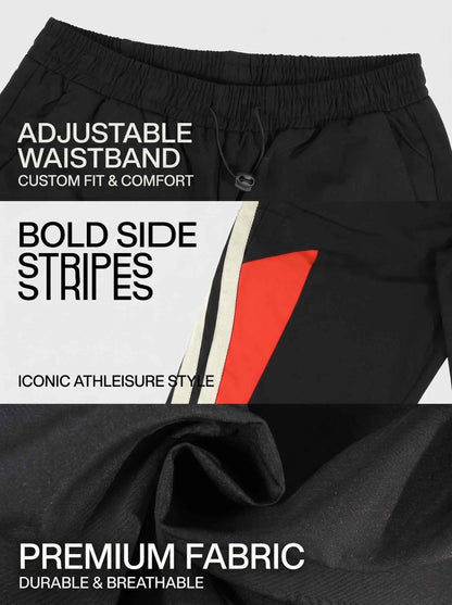 KZZ Men's Color-Block Printed Wide-Leg Pants with Drawstring Waist