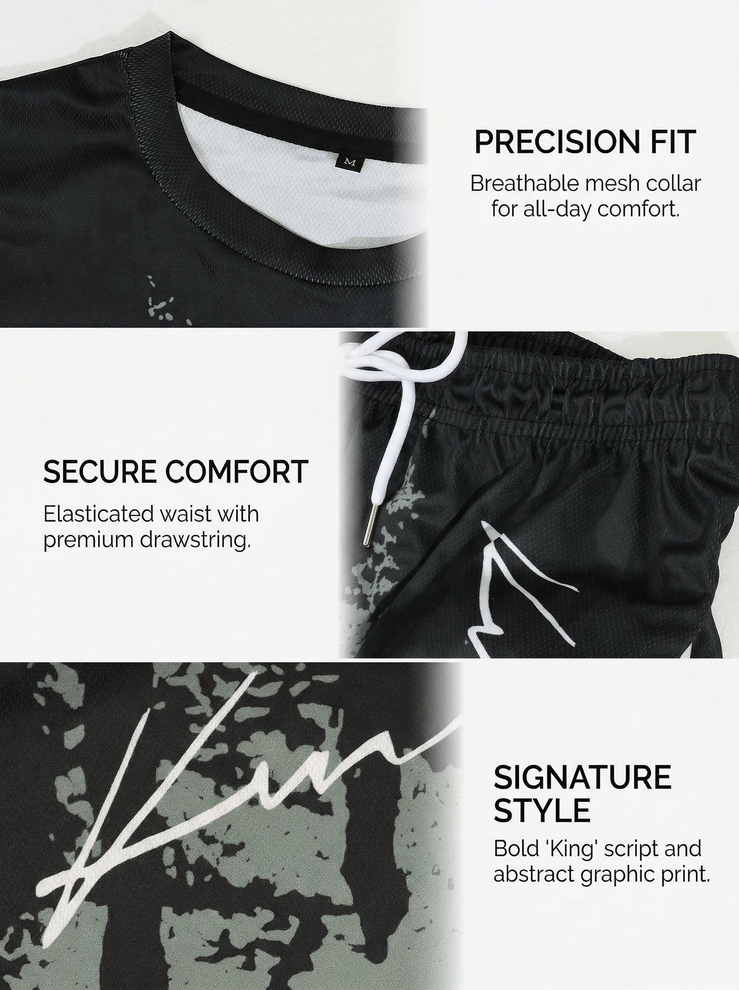 KZZ Men's New Crew-Neck Casual T-Shirt Set