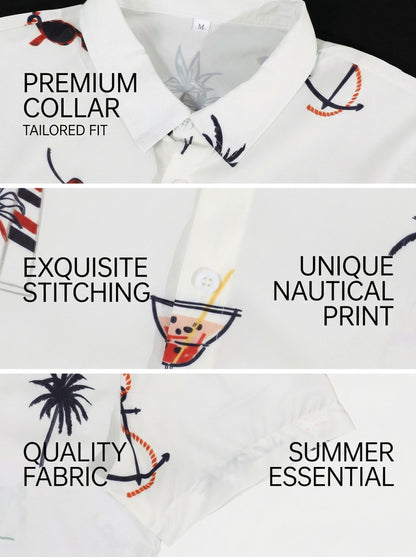 KZZ Men's Tropical Print Short Sleeve Shirt
