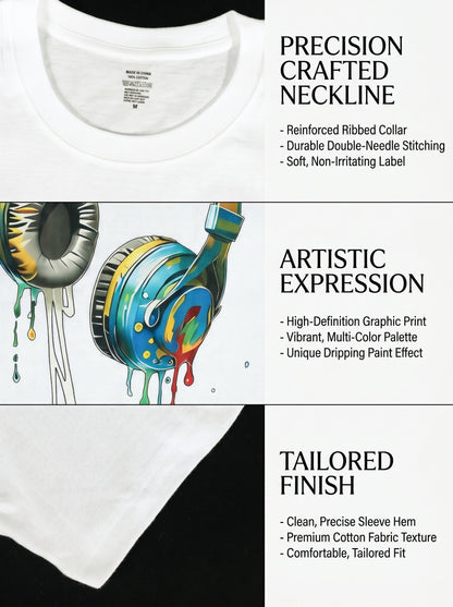 KZZ Men's Classic Premium Cotton Crew-Neck T-Shirt with Tropical Print