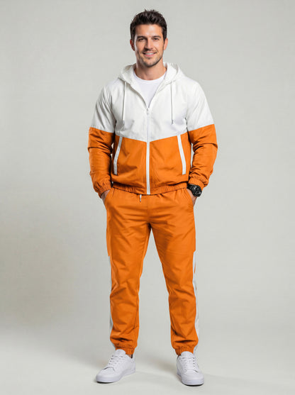 KZZ patchwork jacket and casual sports pants two-piece set