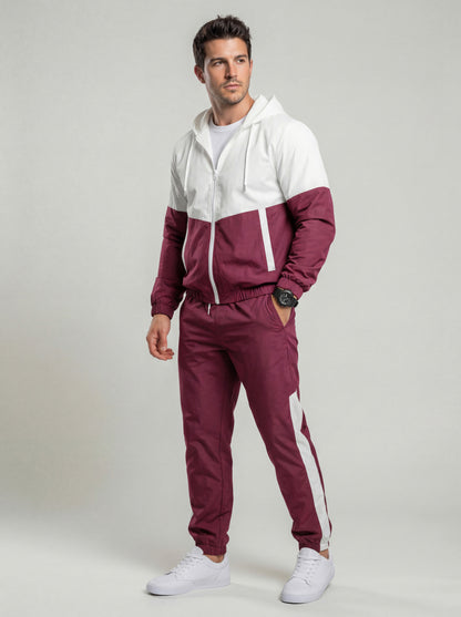 KZZ patchwork jacket and casual sports pants two-piece set