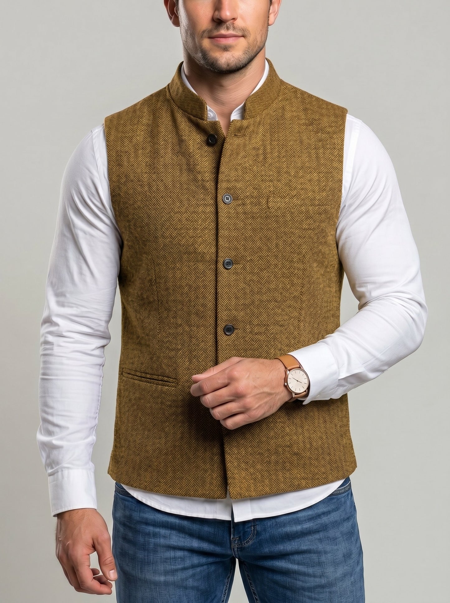 KZZ Men's Herringbone Vest